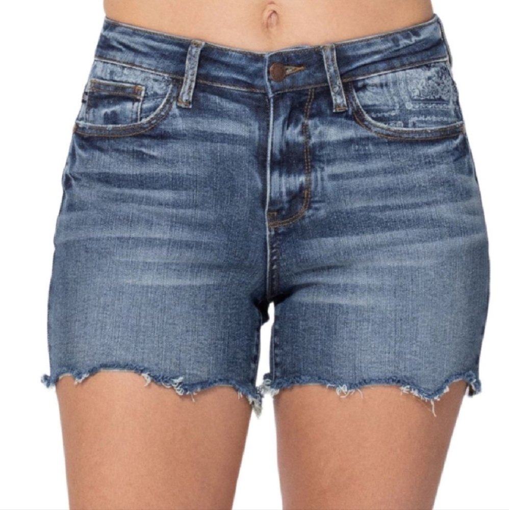 Judy Blue Paisley Bandana Mid Rise Shorts
